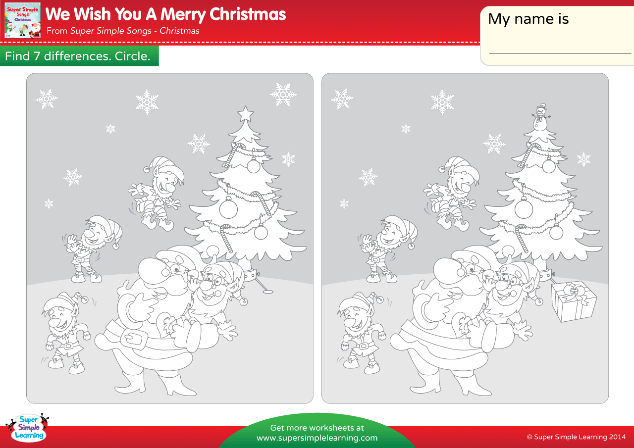 We Wish You A Merry Christmas Worksheet - Find The Differences pertaining to Spot the Difference Christmas Worksheets