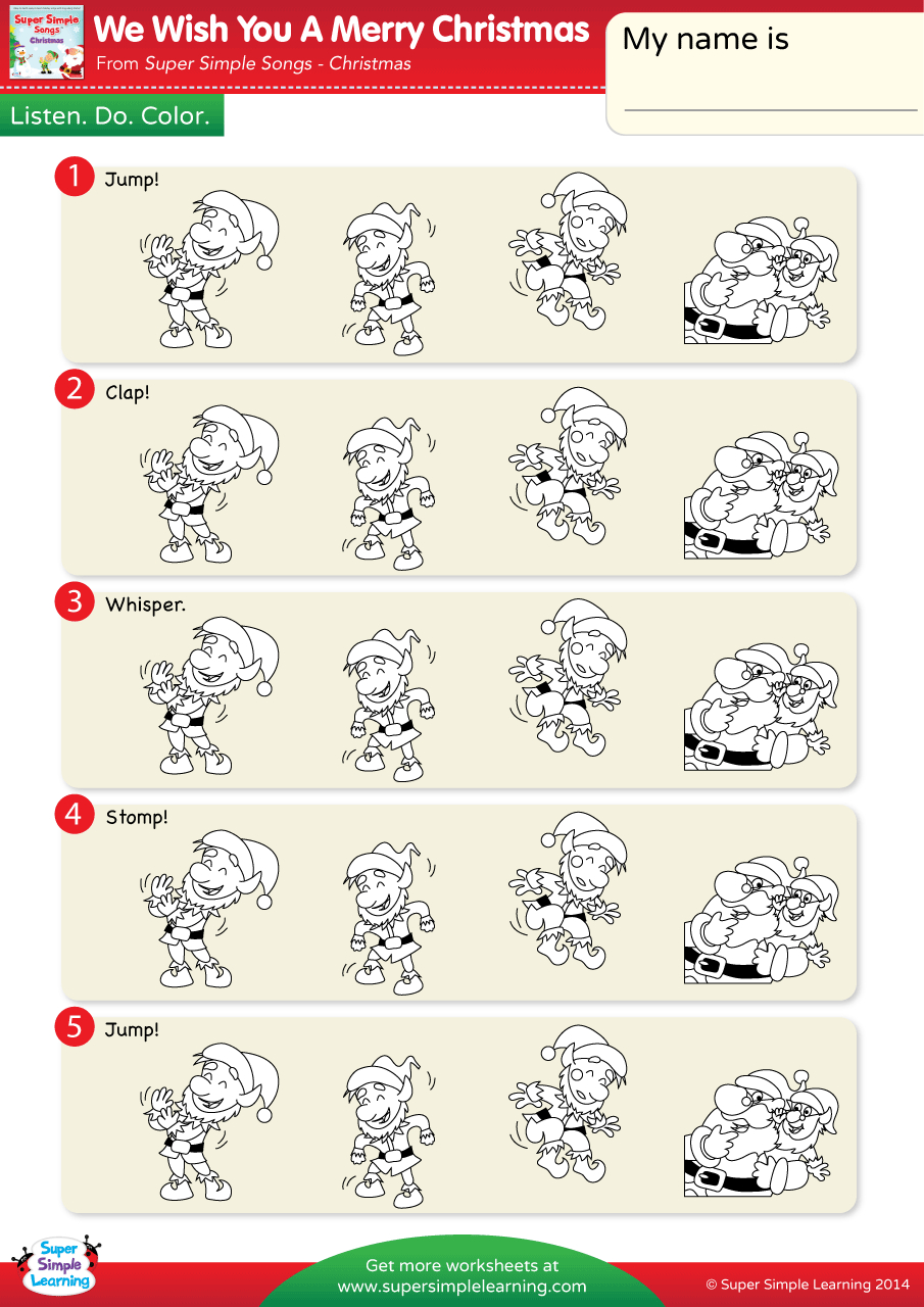 We Wish You A Merry Christmas Worksheet - Listen, Do, &amp;amp; Color pertaining to We Wish You A Merry Christmas Worksheets