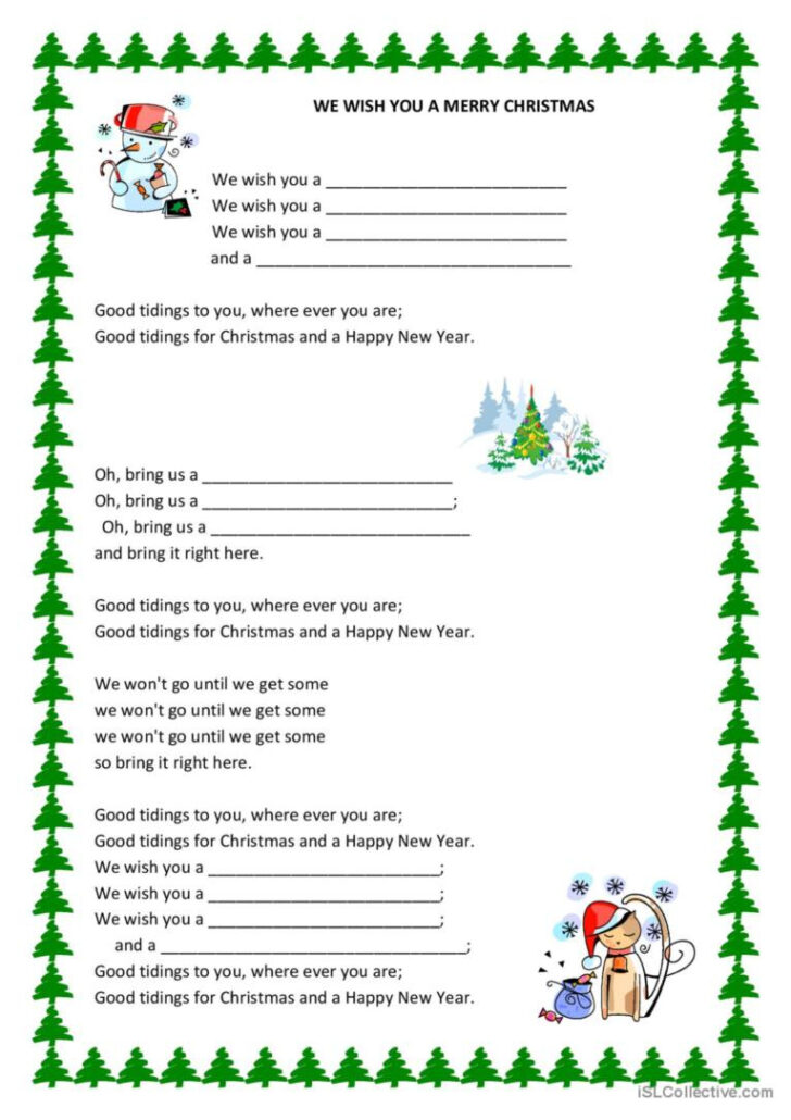 We Wish You a Merry Christmas Worksheets