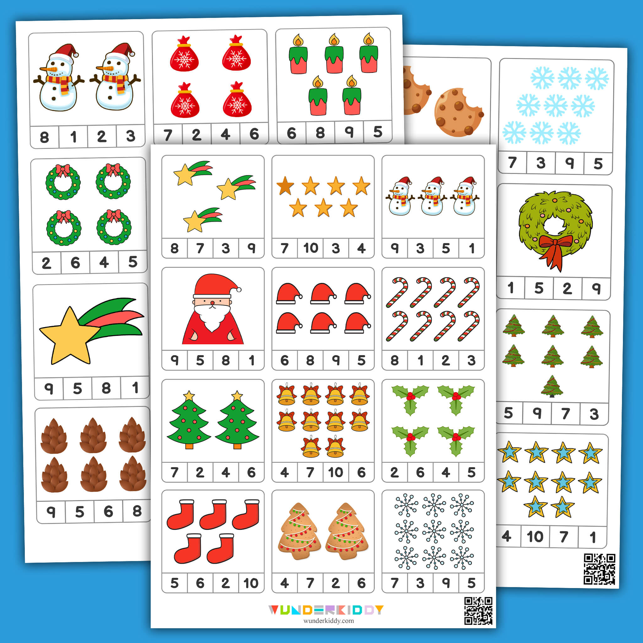 Weihnachtliche Karten Zum Zählen Bis 10 Zum Ausdrucken Für Kinder regarding Christmas Counting Worksheets Preschool