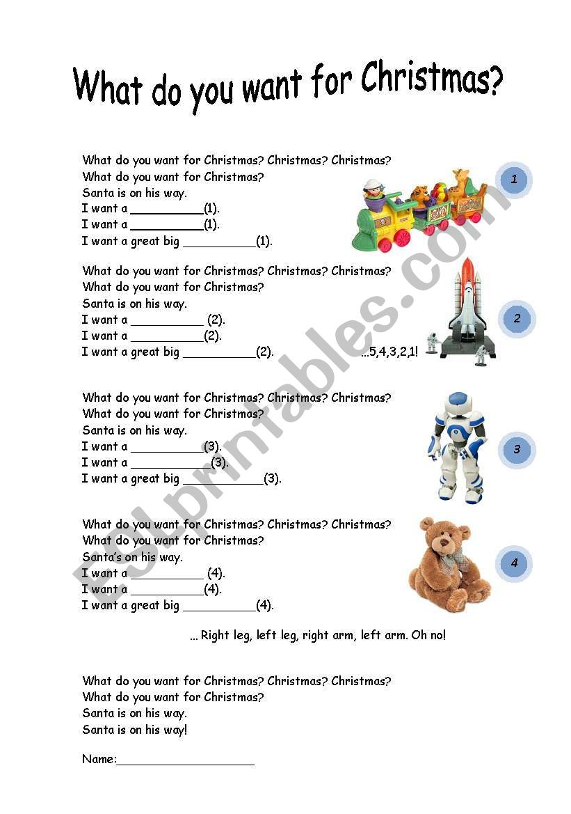What Do You Want For Christmas Lyrics - Esl Worksheetpiskisnins with What Do You Want For Christmas Worksheets