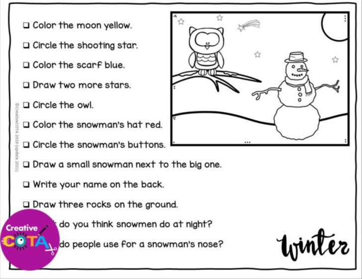 Following Directions Christmas Worksheets Following Directions Christmas Worksheets