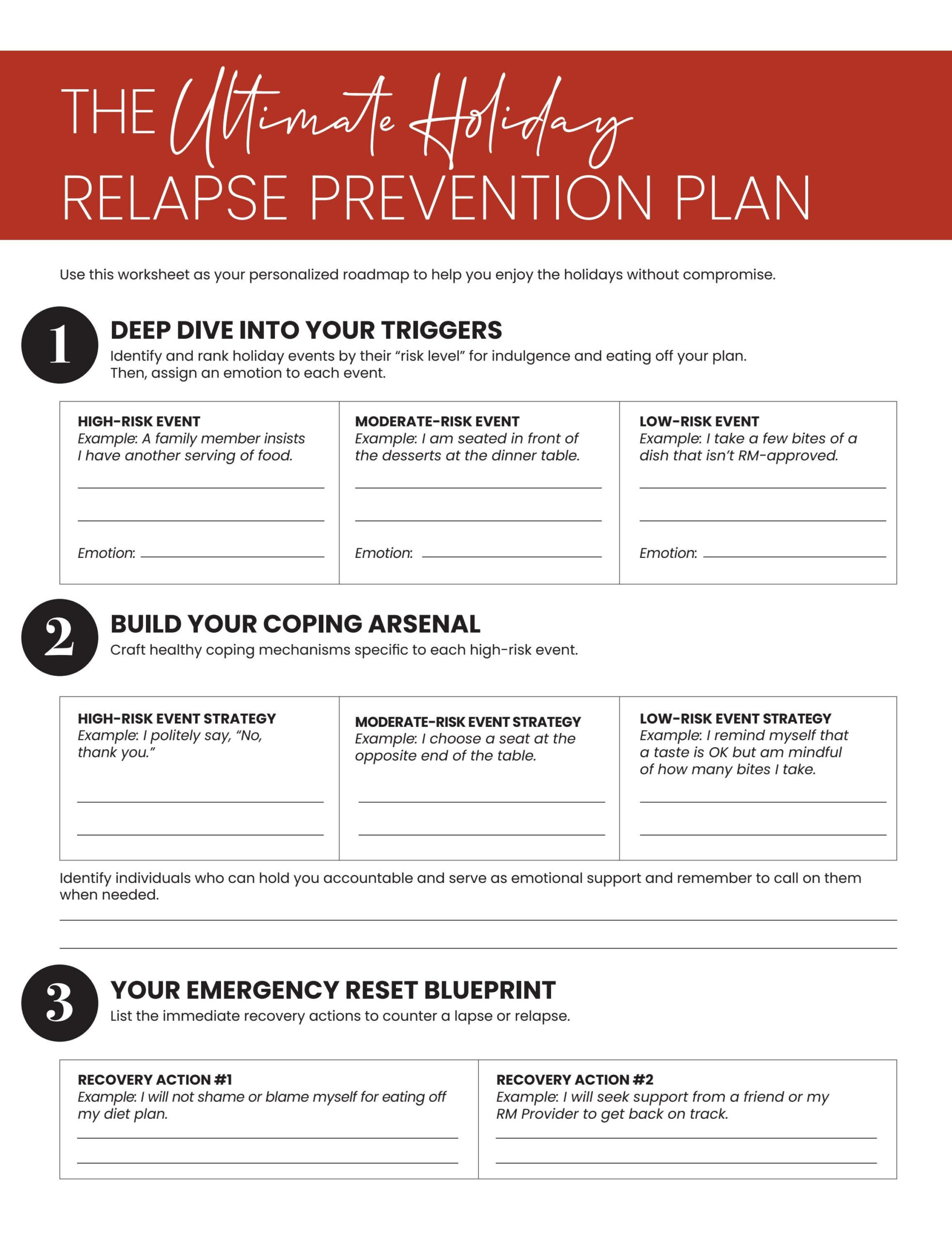 Worksheet: The Ultimate Holiday Relapse Prevention Planred with Christmas Relapse Prevention Worksheets